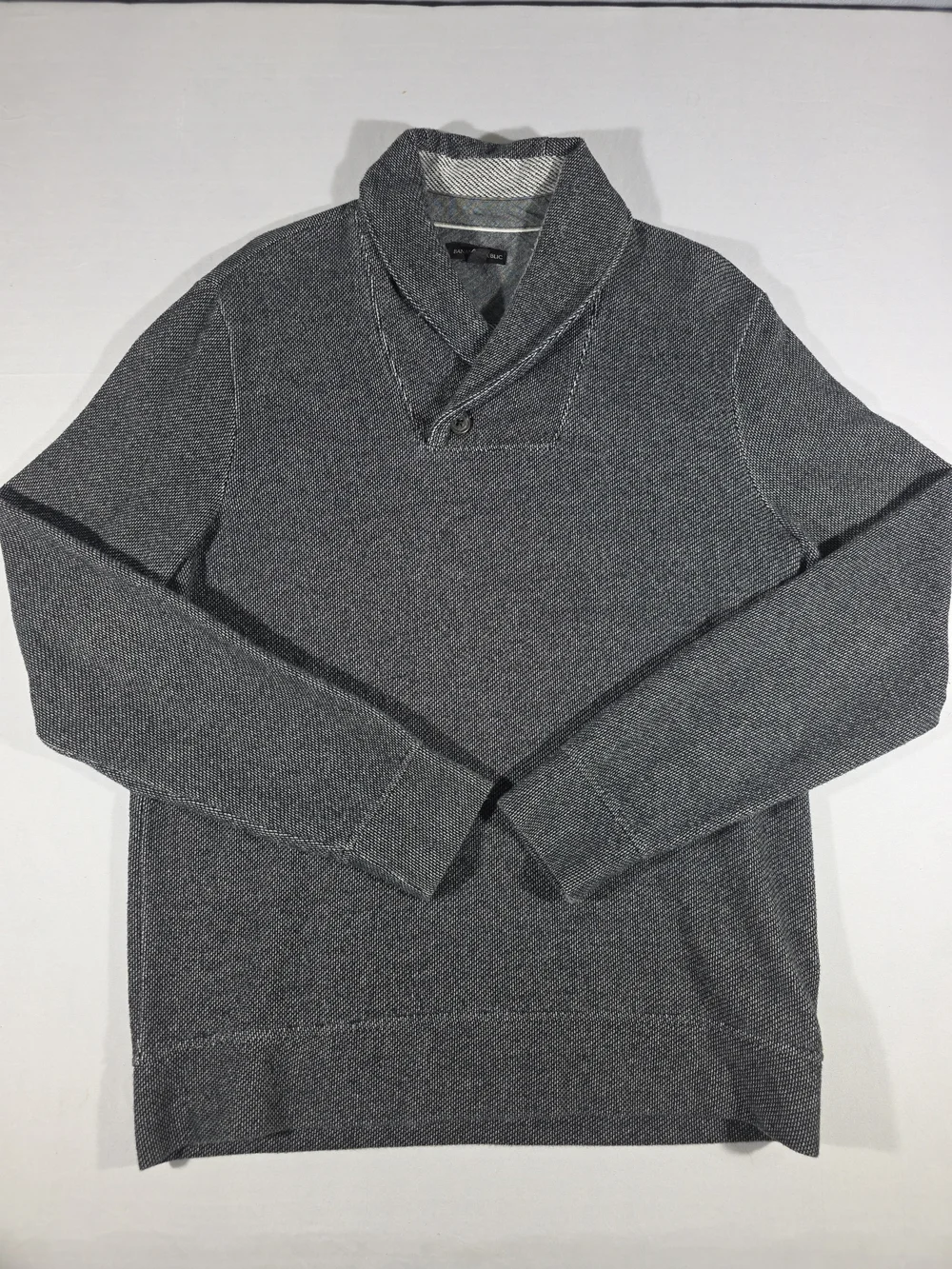 Banana Republic Shawl Collar Gray Knit Sweater